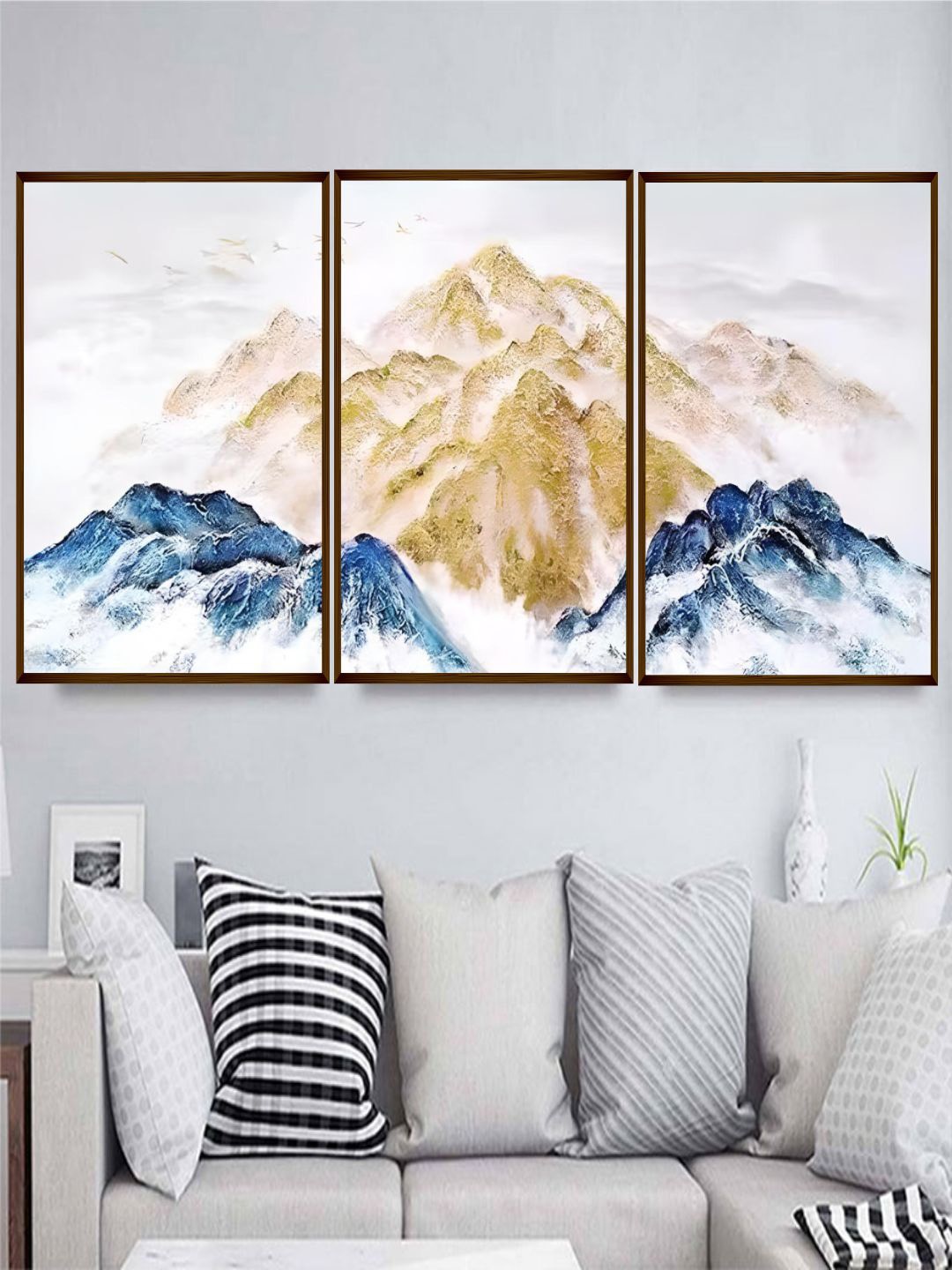 

The Art House White & Brown 3 Pieces Mountain Canvas Painting Wall Art