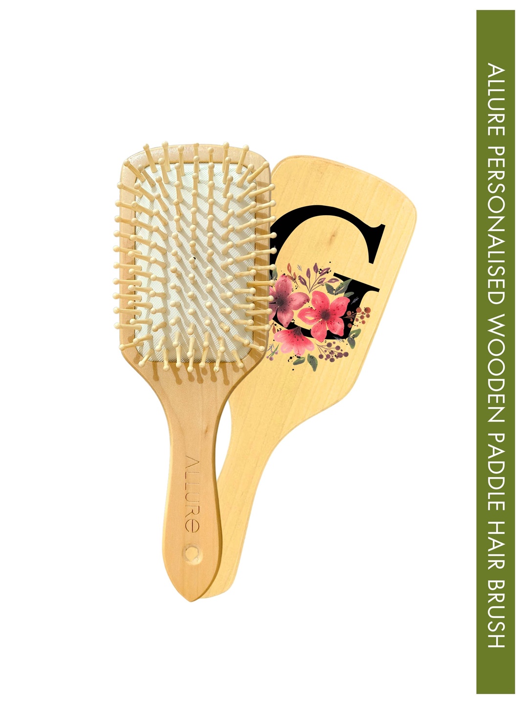 

ALLURE Printed Paddle Hair Brush Letter G, Brown