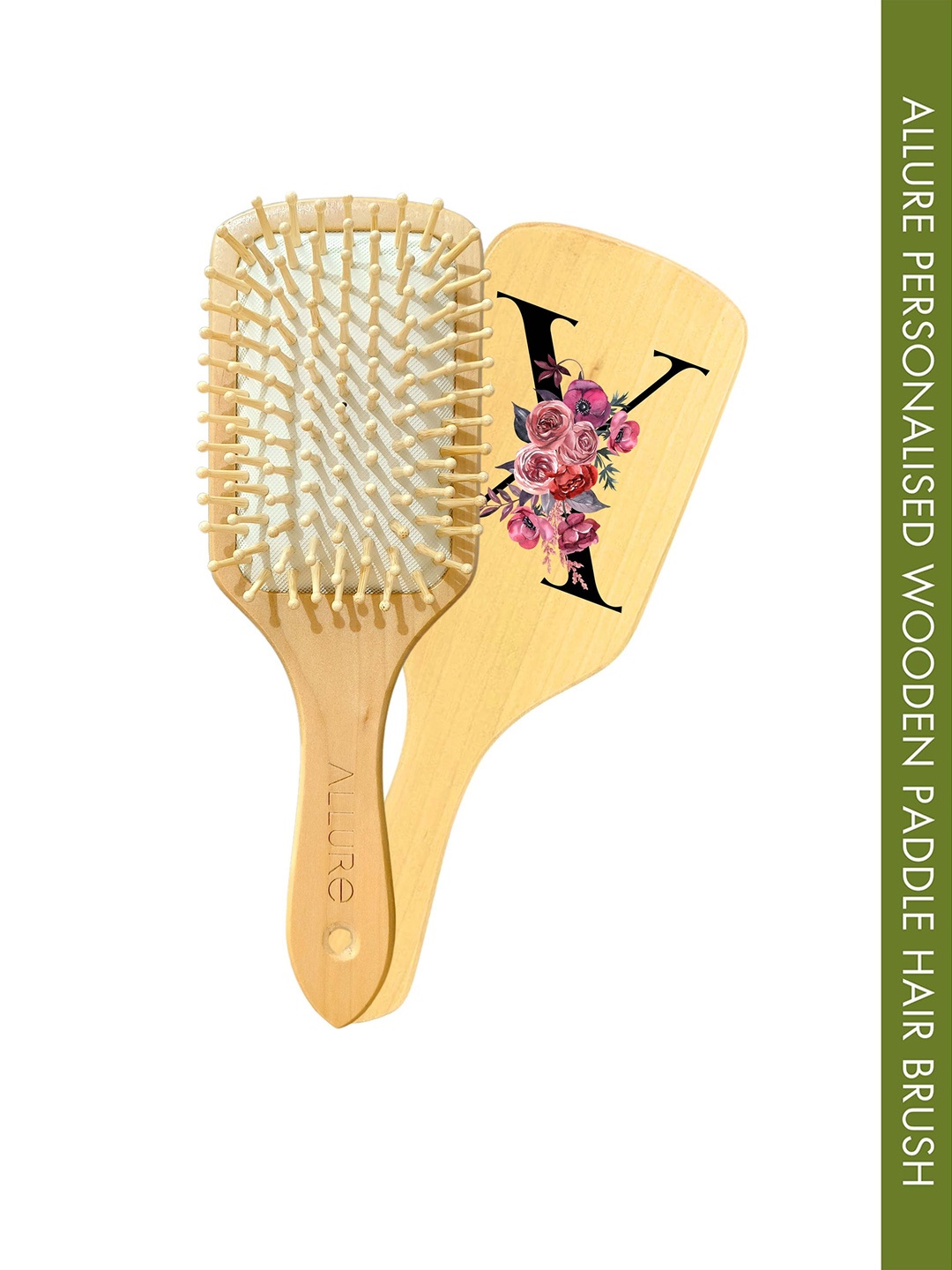 

ALLURE 'X' Letter Printed Paddle Hair Brush, Brown