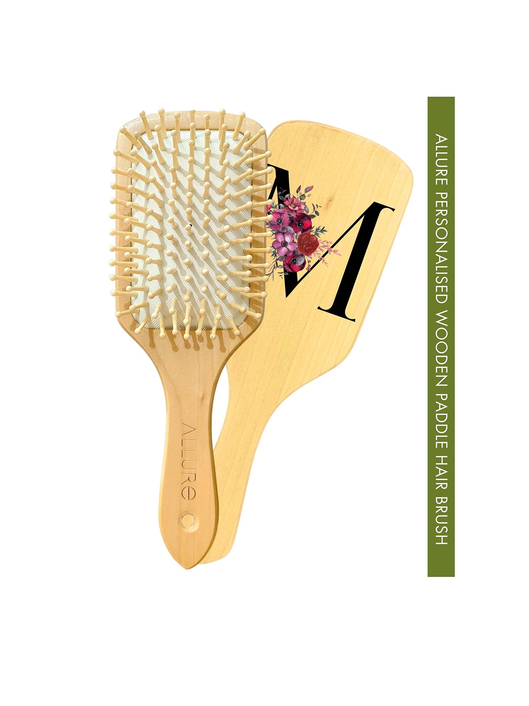 

ALLURE Printed Paddle Hair Brush Letter M, Brown