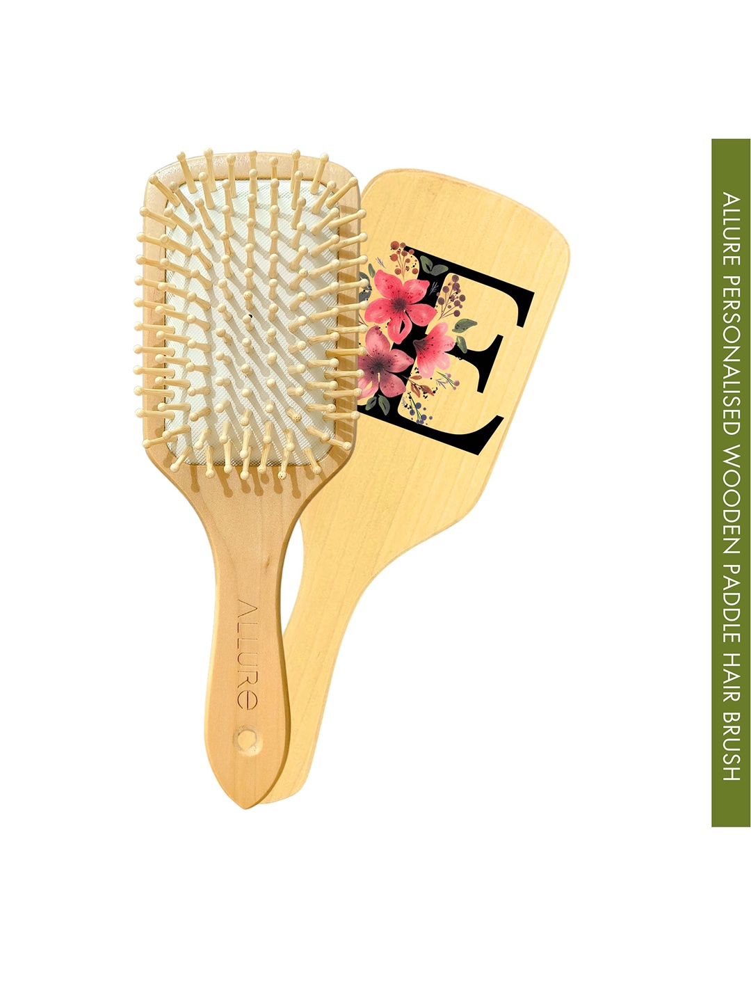 

ALLURE Letter E Printed Paddle Hair Brush, Brown