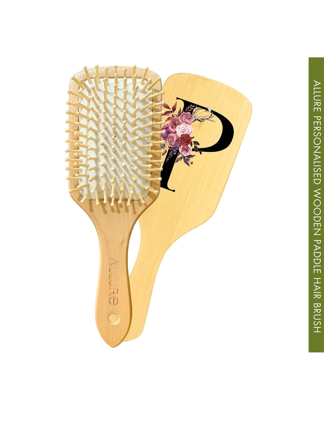 

ALLURE Letter P Printed Paddle Hair Brush, Brown