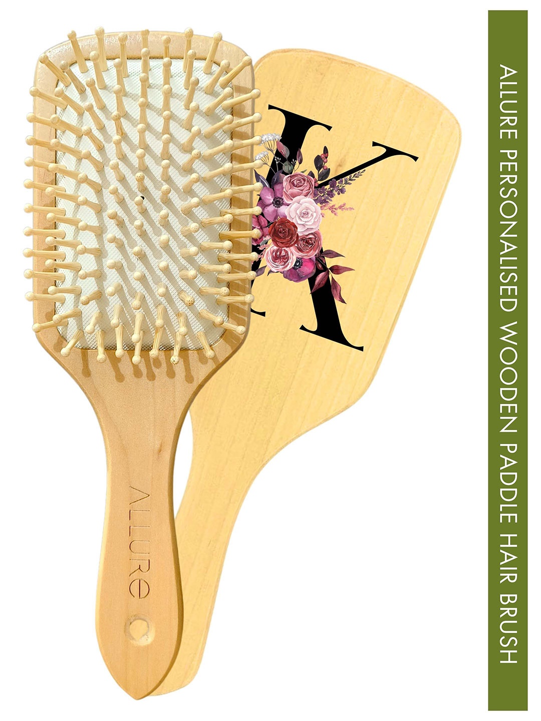 

ALLURE Letter K Printed Paddle Hair Brush, Brown