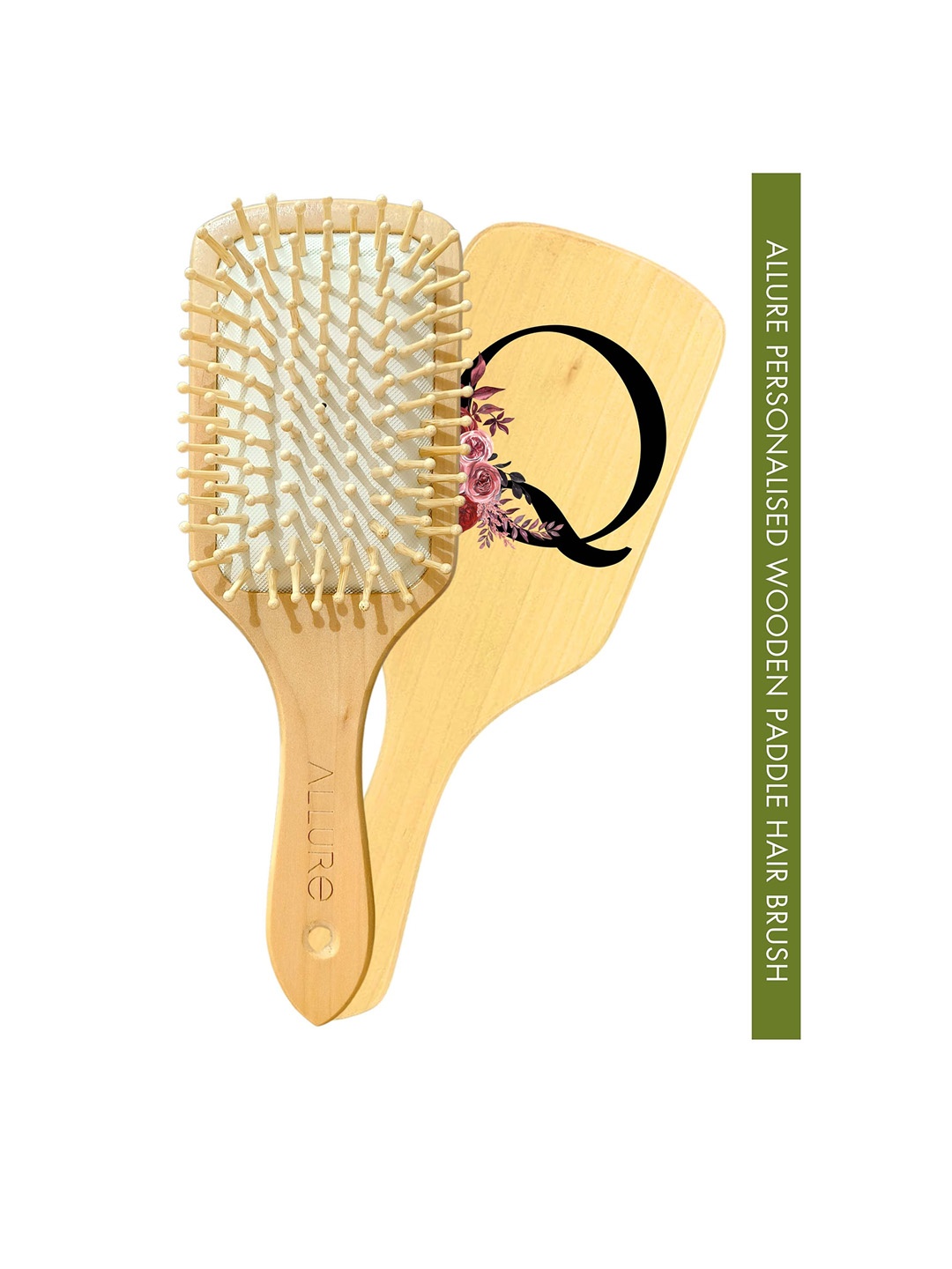 

ALLURE Letter Q Printed Paddle Hair Brush, Brown