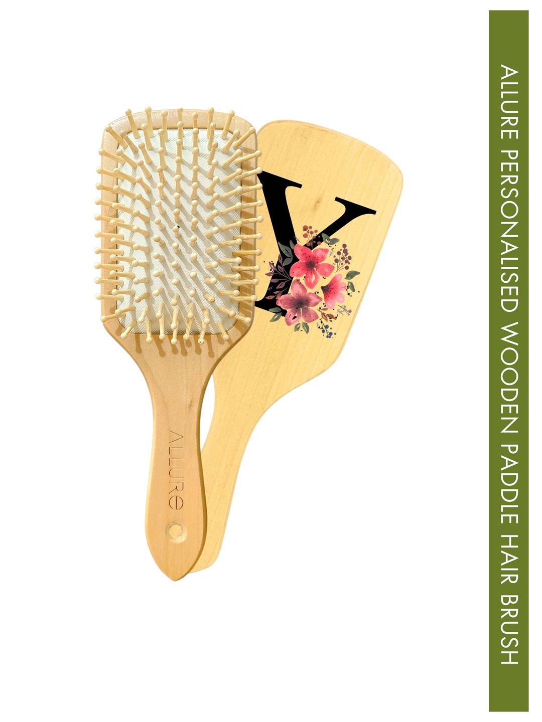 

ALLURE Printed Paddle Hair Brush Letter Y, Brown