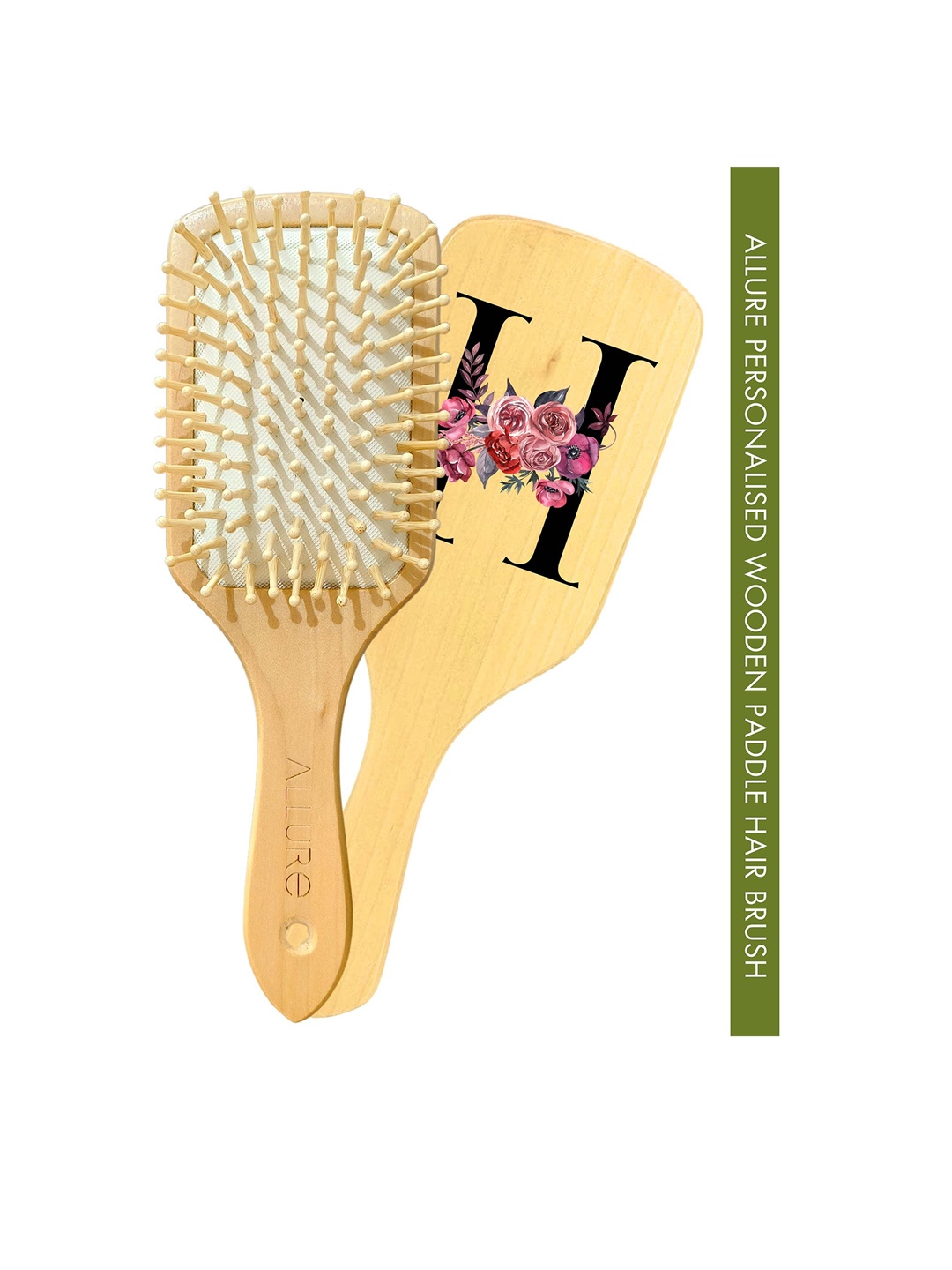 

ALLURE Floral & Letter H Print Paddle Hair Brush, Brown