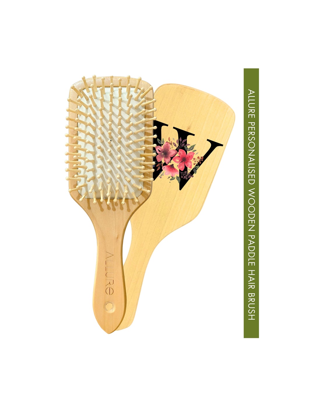 

ALLURE Letter W Printed Paddle Hair Brush, Brown