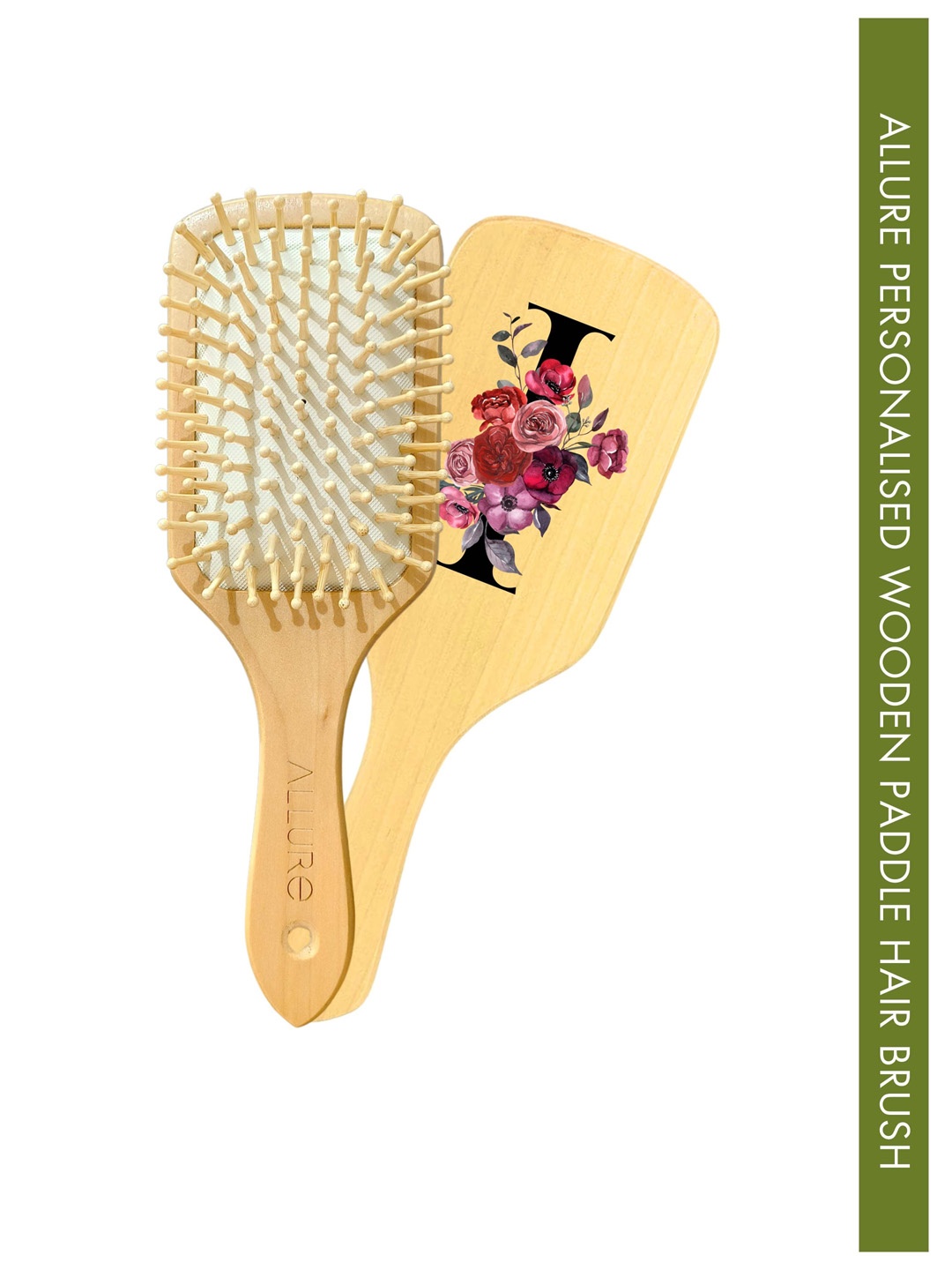 

ALLURE Letter I Printed Paddle Hair Brush, Brown