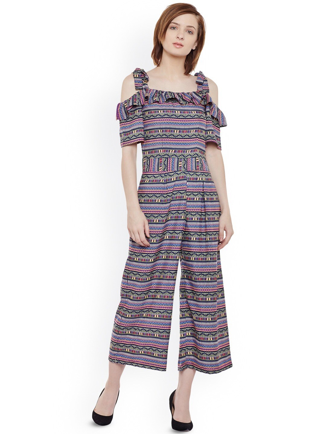 

BAESD Ethnic Motifs Printed Shoulder Straps Basic Jumpsuit, Blue