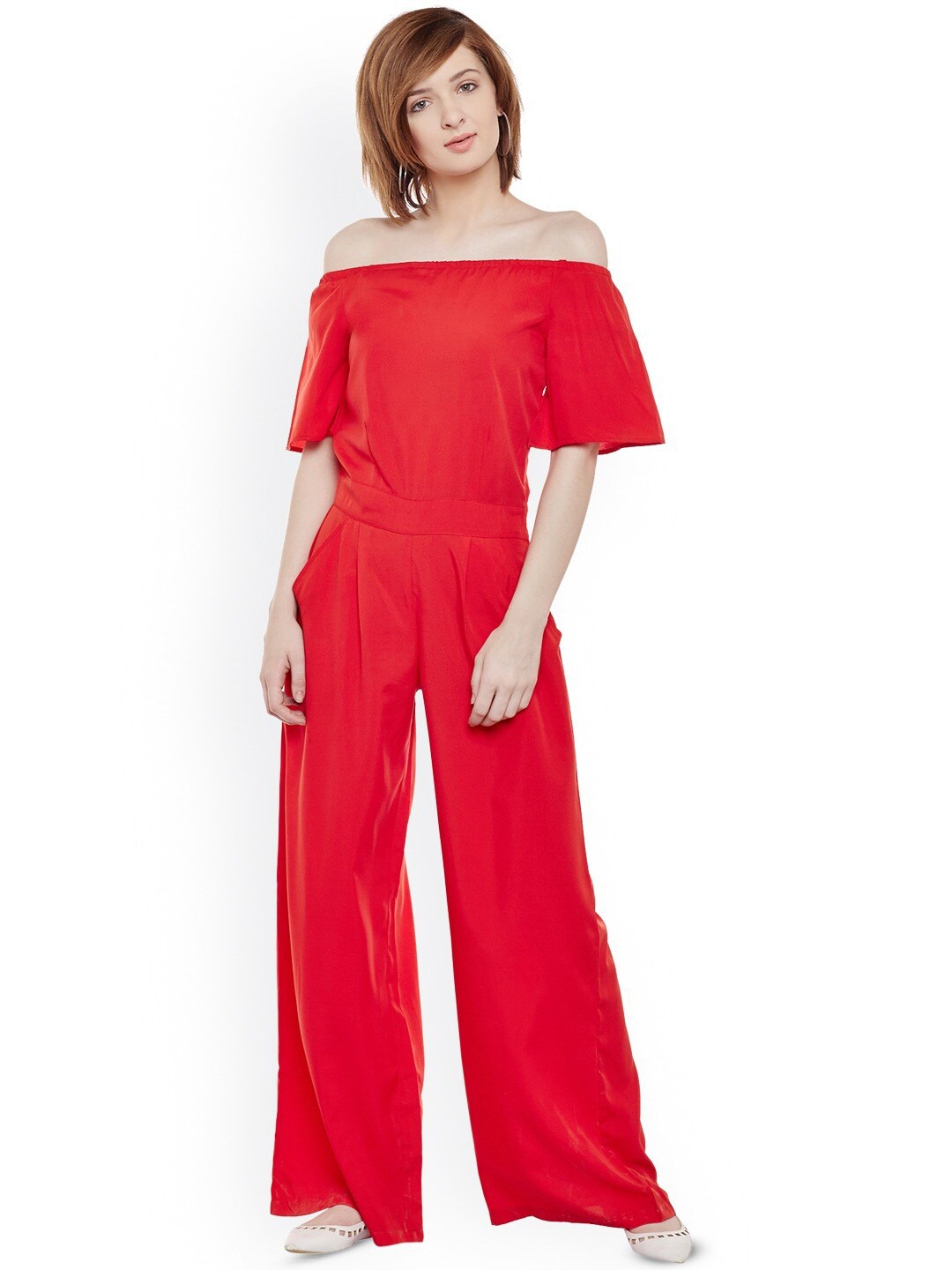 

BAESD Off Shoulder Basic Jumpsuit, Red