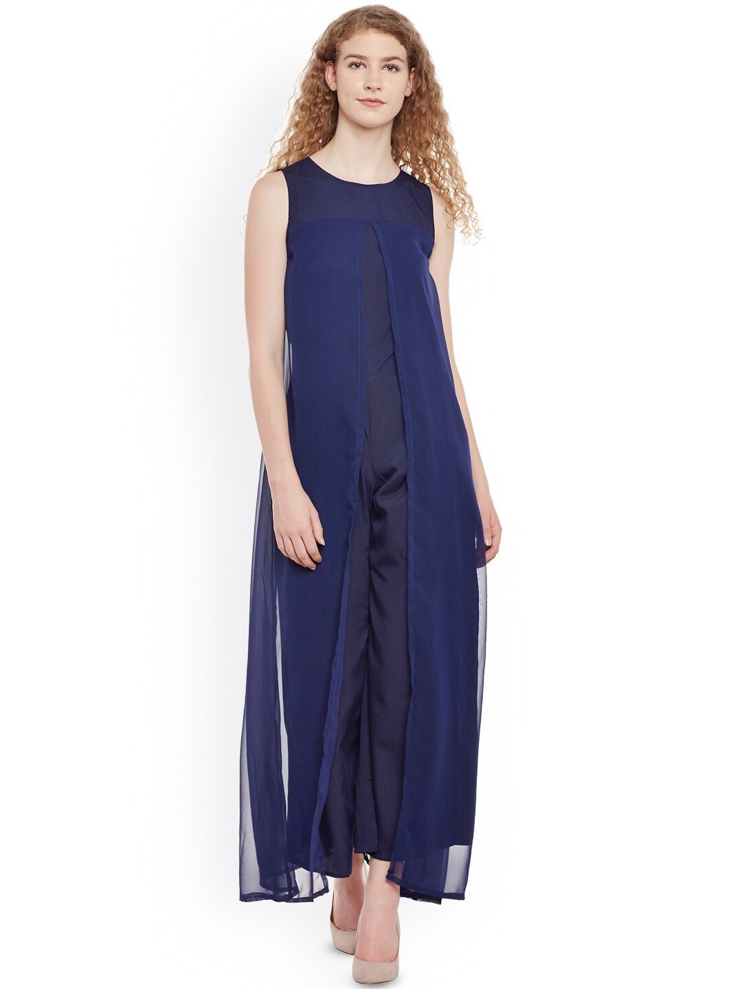 

BAESD Round Neck Basic Jumpsuit, Navy blue