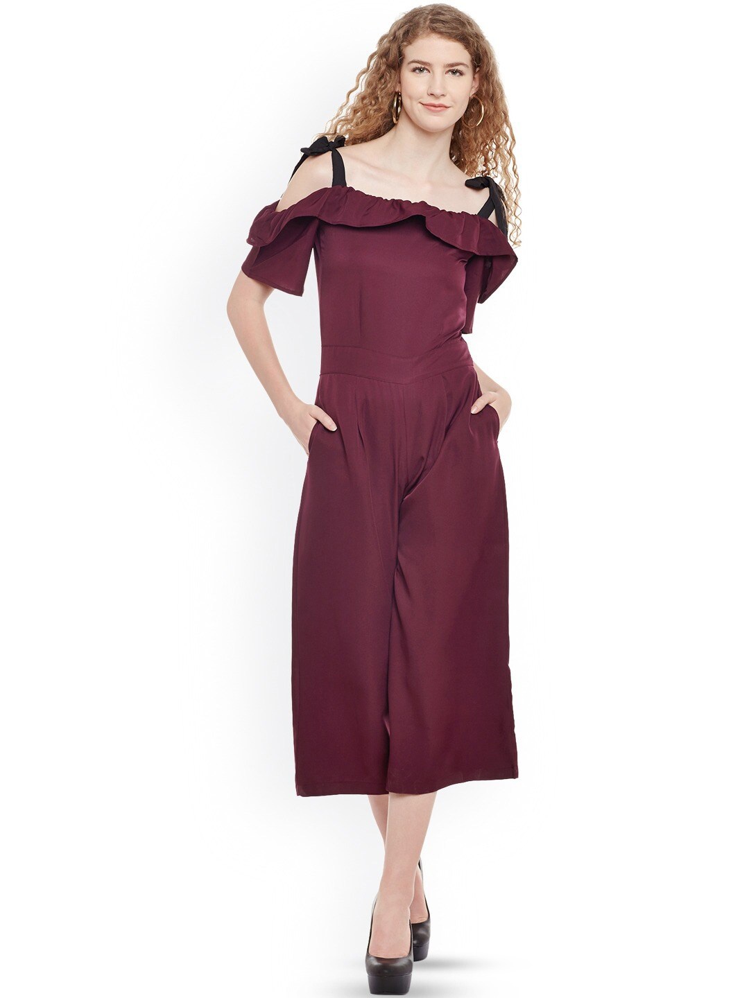 

BAESD Shoulder Straps Culotte Jumpsuit, Purple
