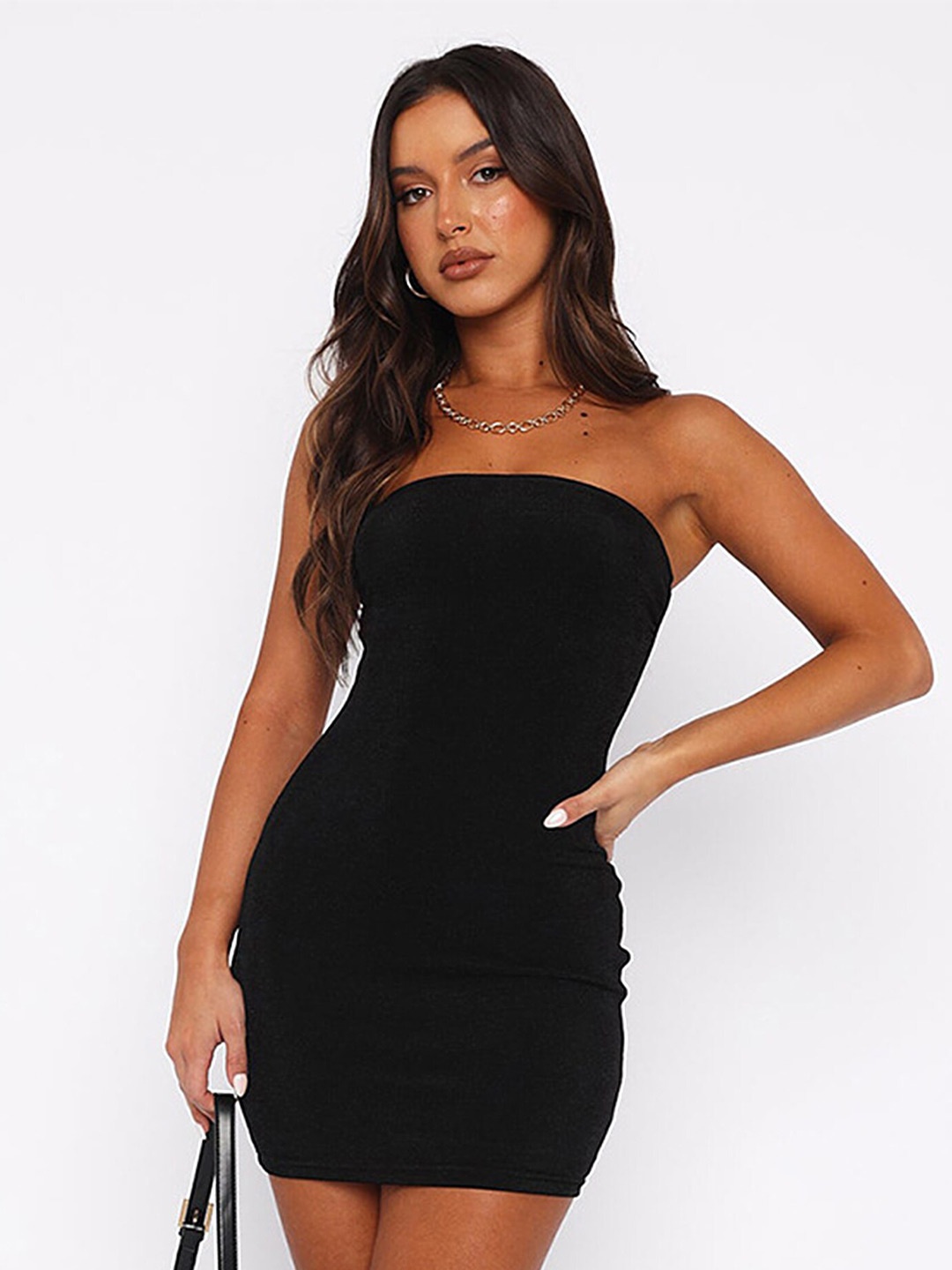 

LULU & SKY Strapless Bodycon Mini Dress, Black