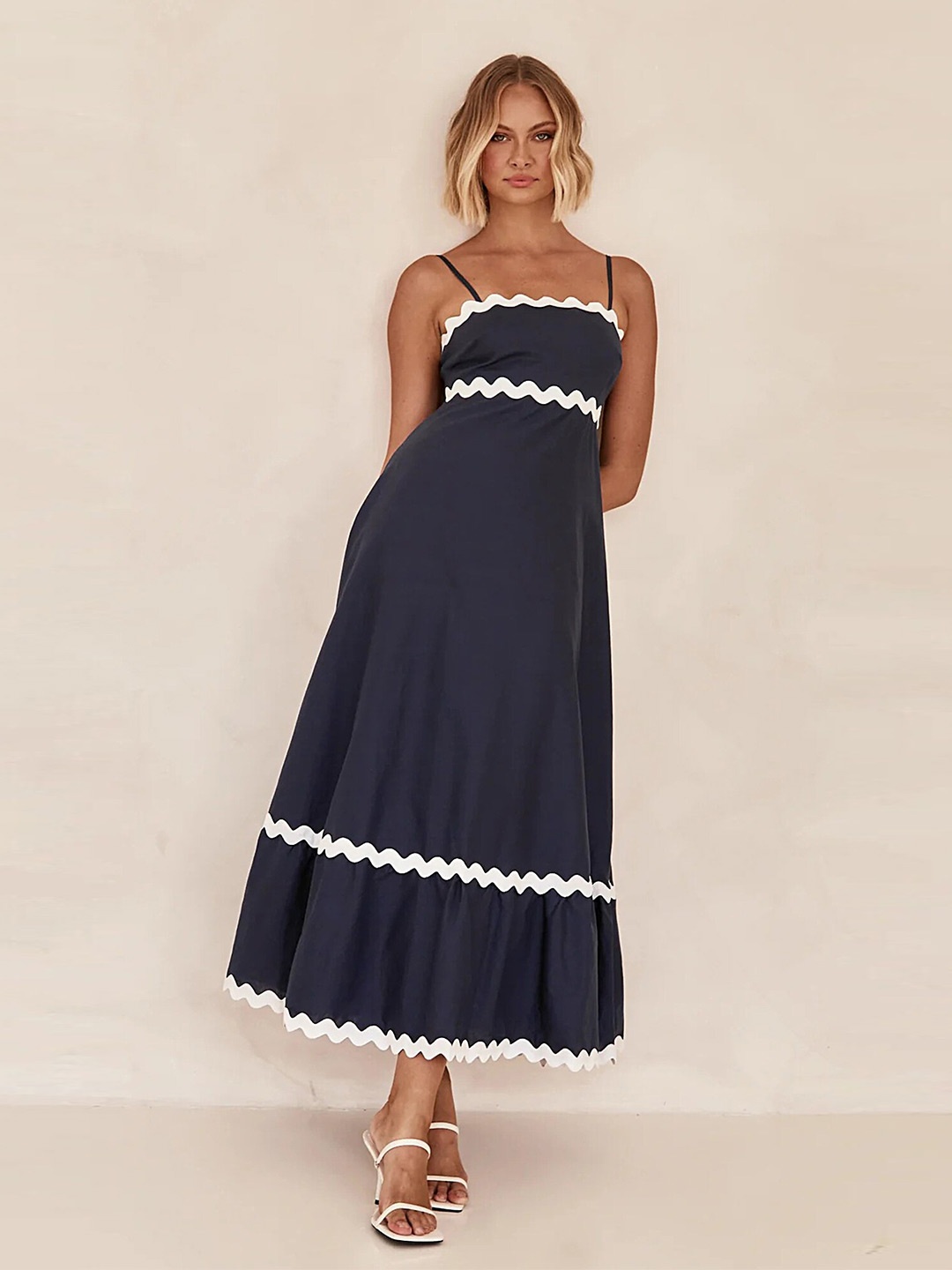 

LULU & SKY Shoulder Straps Maxi Dress, Blue