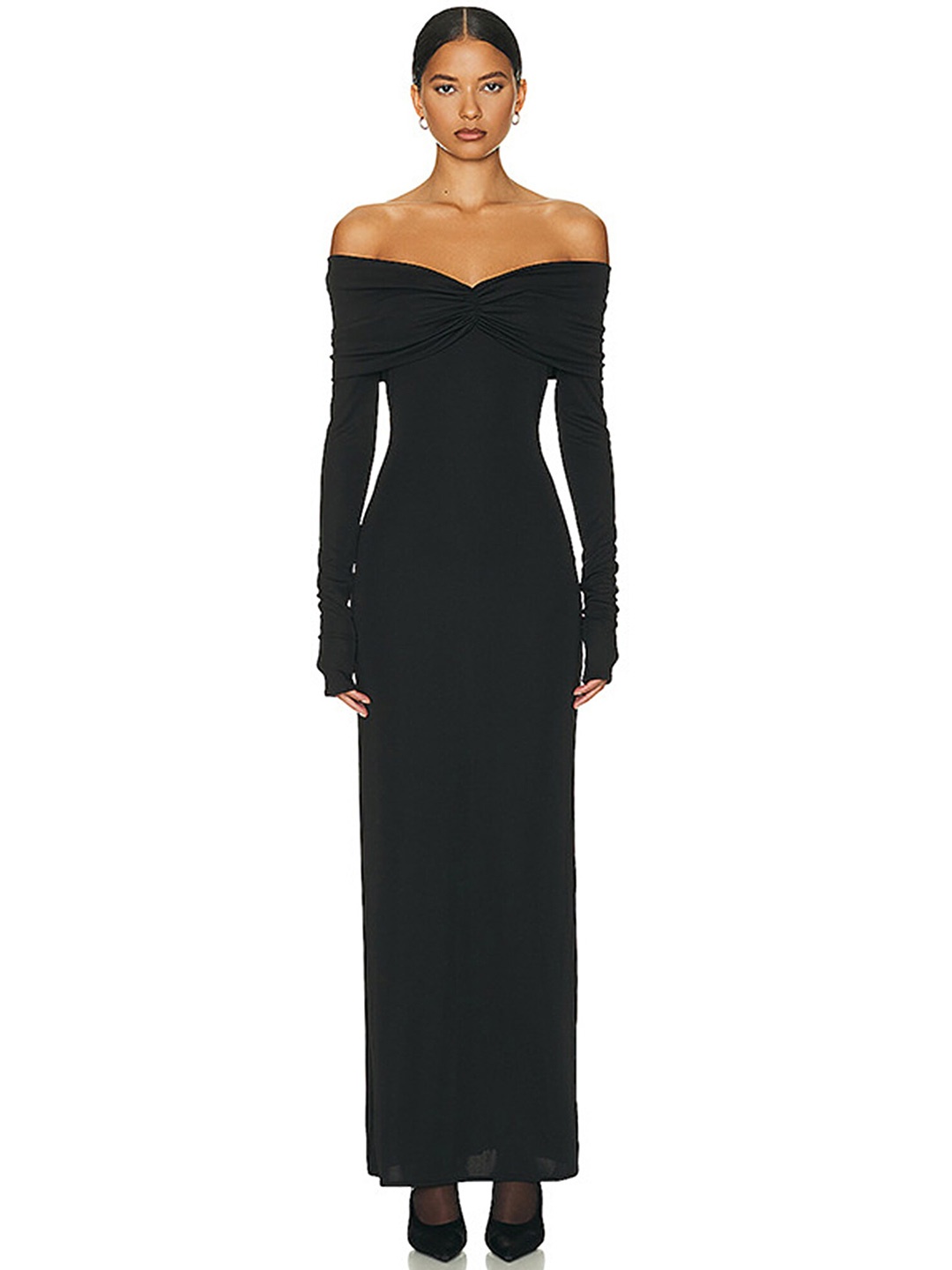 

LULU & SKY Off-Shoulder Sheath Maxi Dress, Black