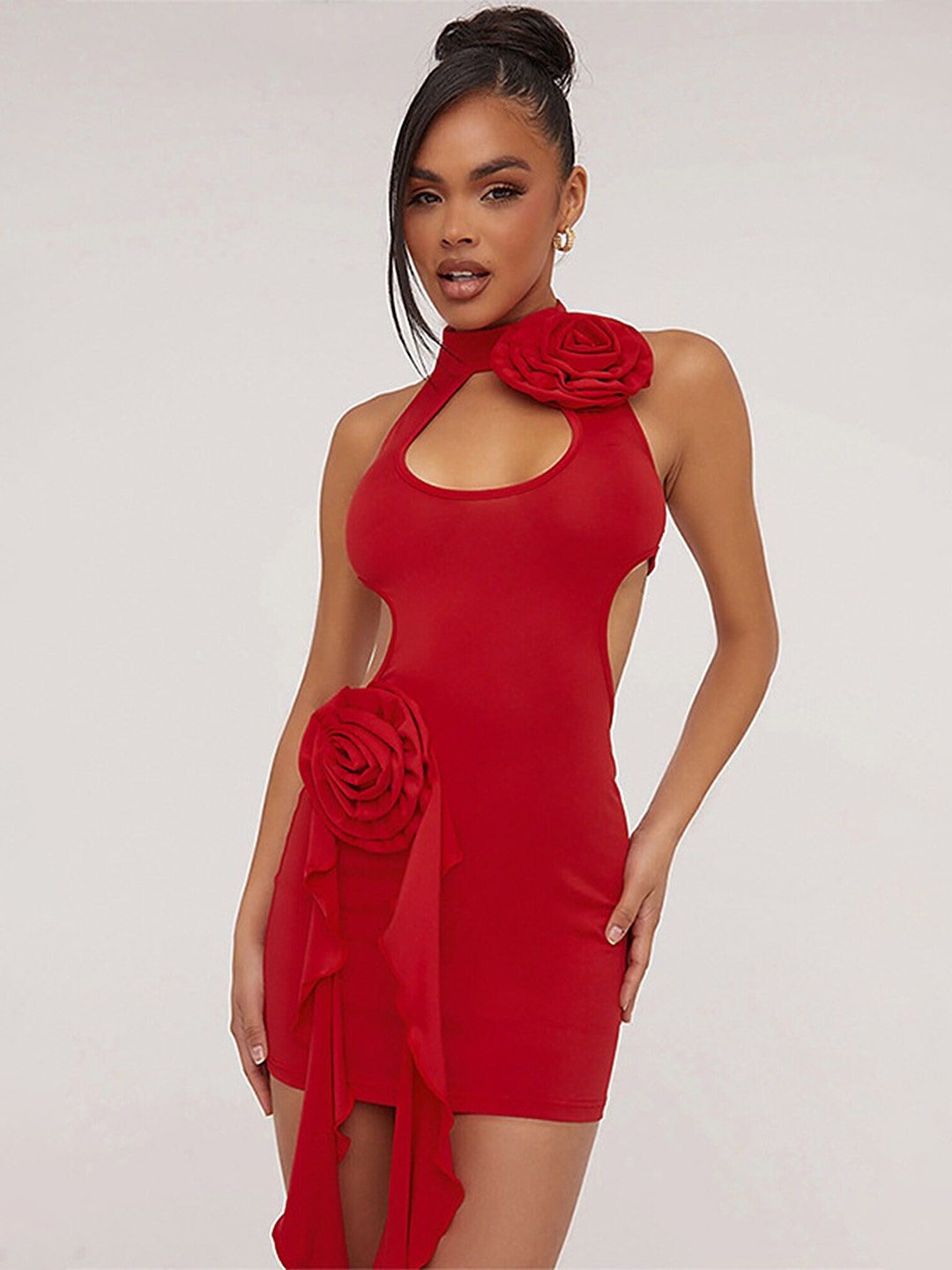 

LULU & SKY Choker Neck Bodycon Dress, Red
