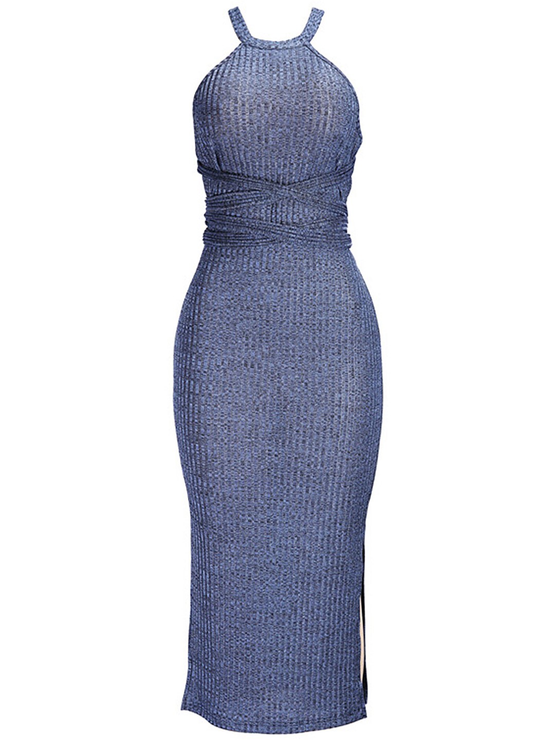 

LULU & SKY Ribbed Bodycon Midi Dress, Blue