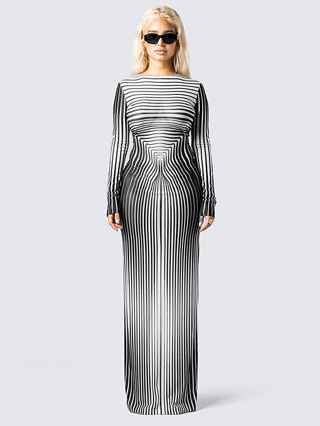 

LULU & SKY Striped Maxi Dress, Black