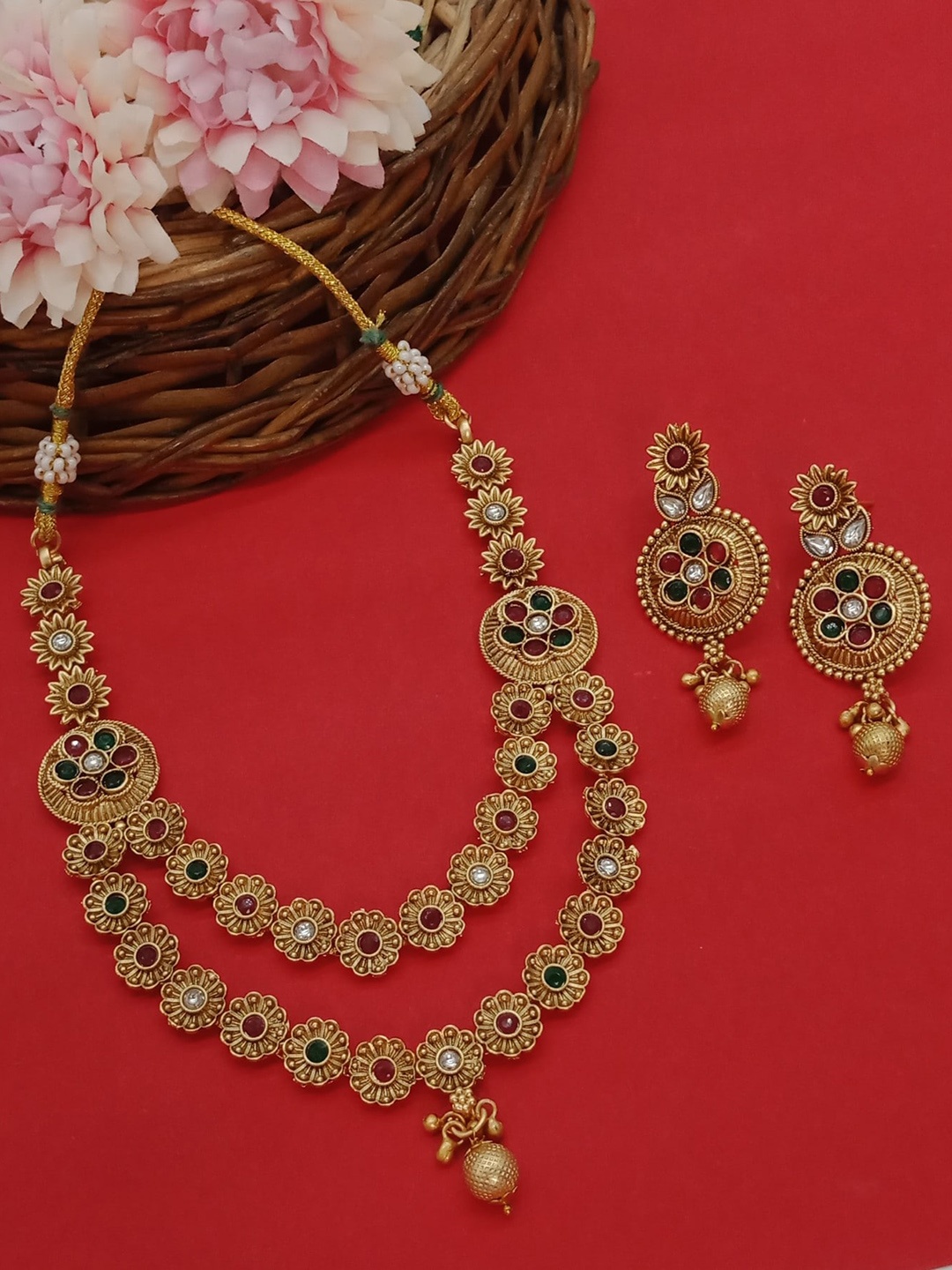 

AASHISH IMITATION Copper Plated Kundan Studded Jewellery Set, Gold