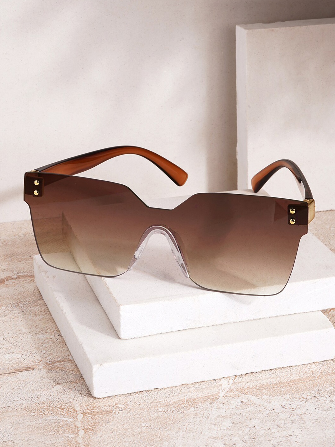 

JOKER & WITCH Unisex Rimless Tinted Oversized Sunglasses JWSG139, Brown