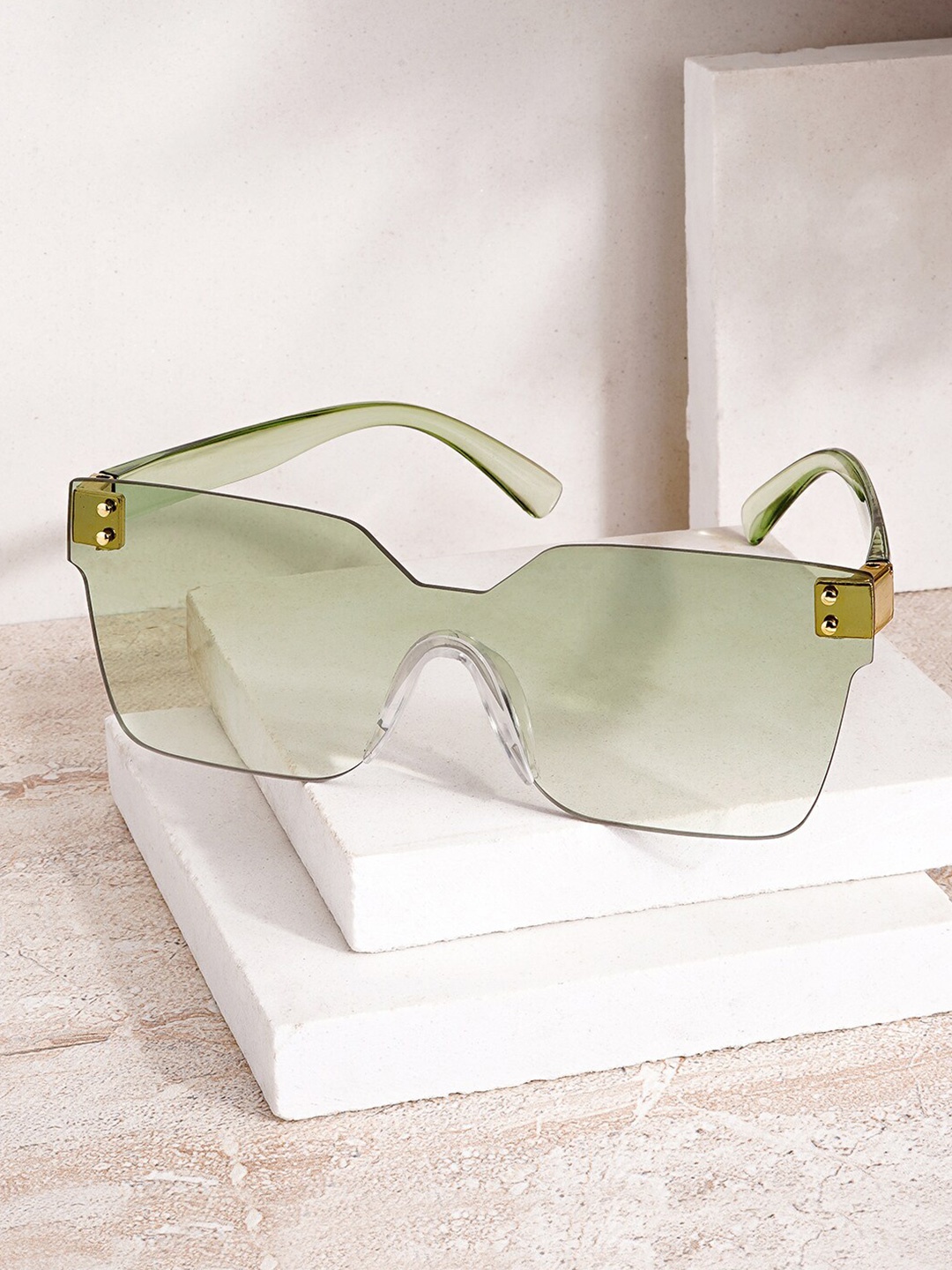 

JOKER & WITCH Unisex Rimless Tinted Oversized Sunglasses JWSG138, Green