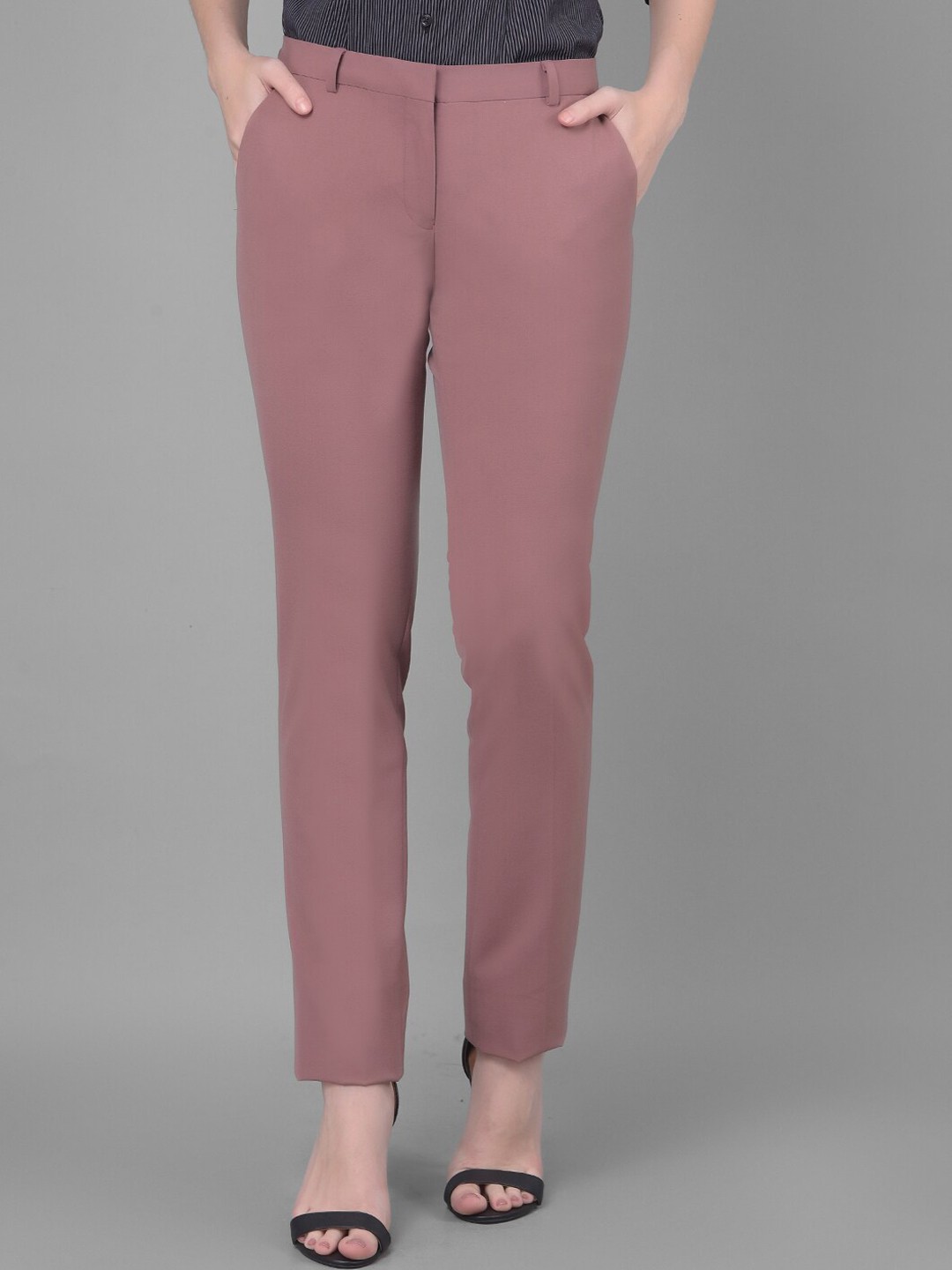 

Crimsoune Club Women Slim Fit Formal Trousers, Pink