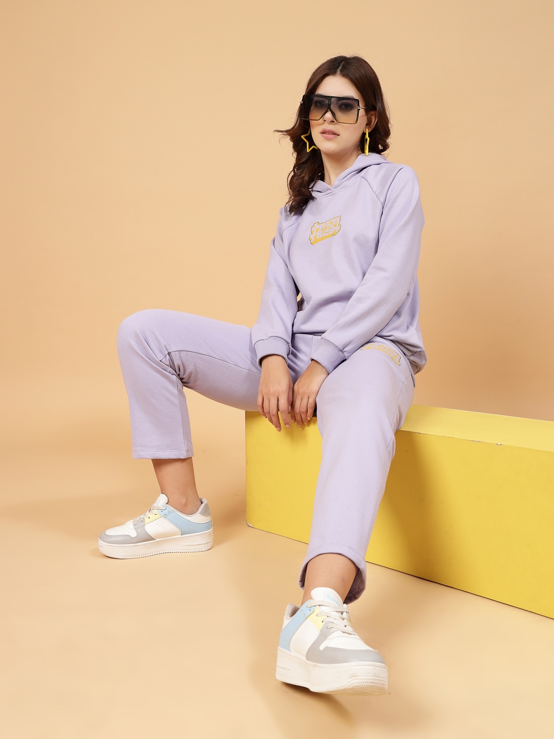 

Rigo Plus Size Terry Sweatshirt with Trousers co-ords Set, Purple