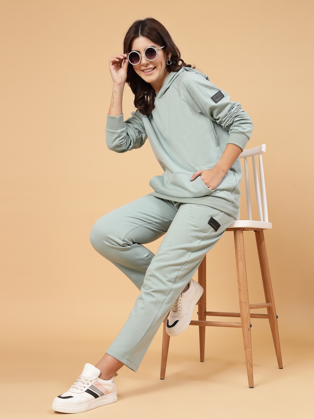 Rigo Plus Size Terry Hoodie Sweatshirt with Trousers co-ords Set, Grey