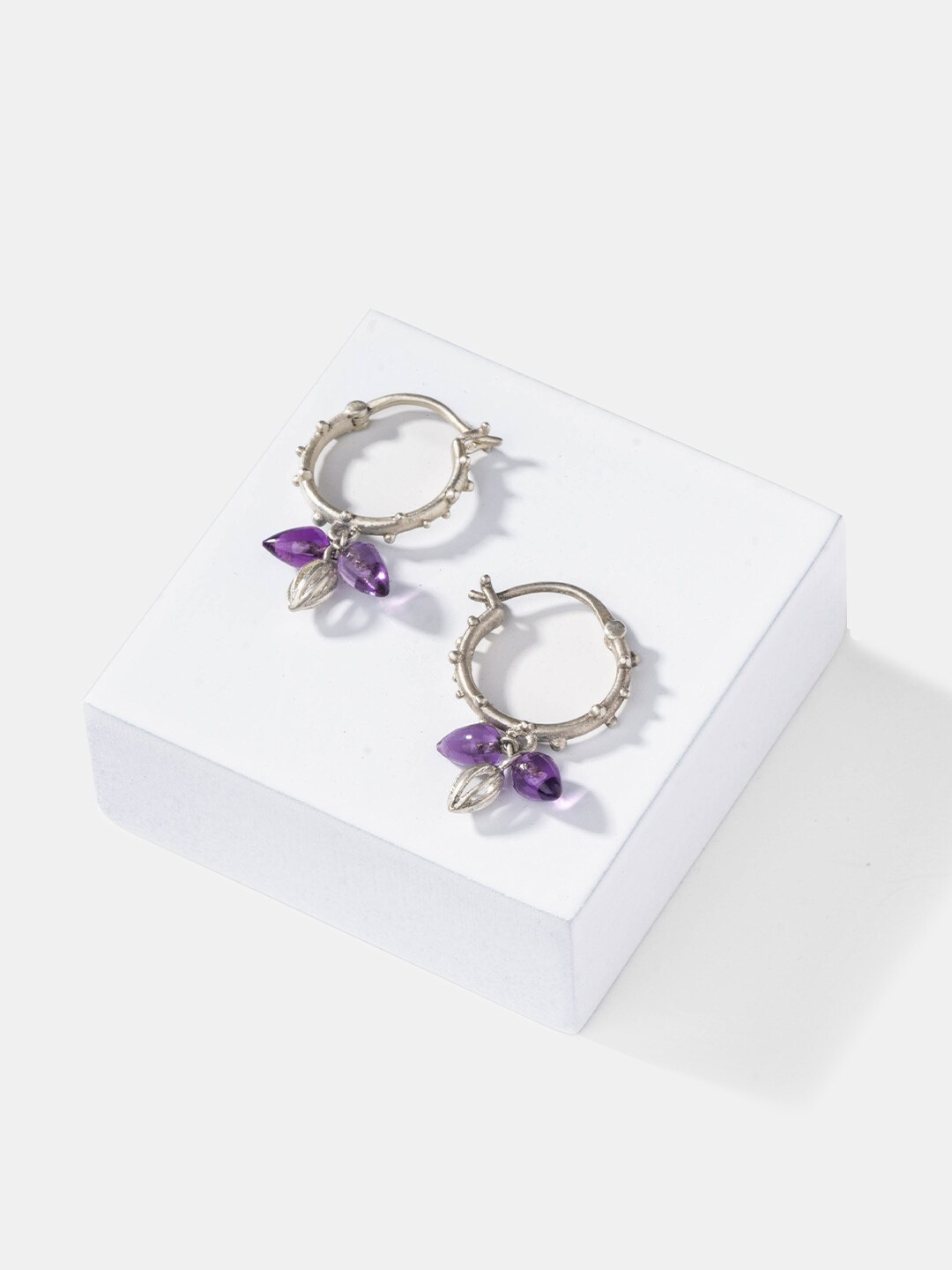 

SHAYA Floral Beaded Sterling Silver Hoop Earrings