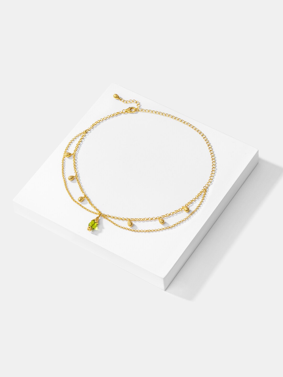 

SHAYA Cereus Bloom 925 Sterling Silver Gold-Plated Stone-Studded & Beaded Layered Necklace