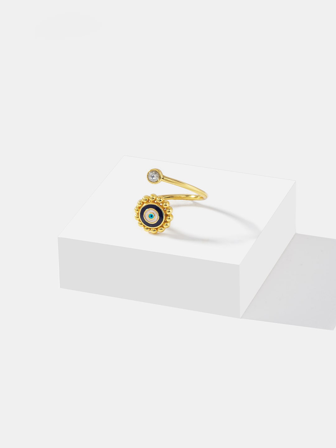 

SHAYA 925 Sterling Silver Gold-Plated Evil-Eye Open Finger Ring