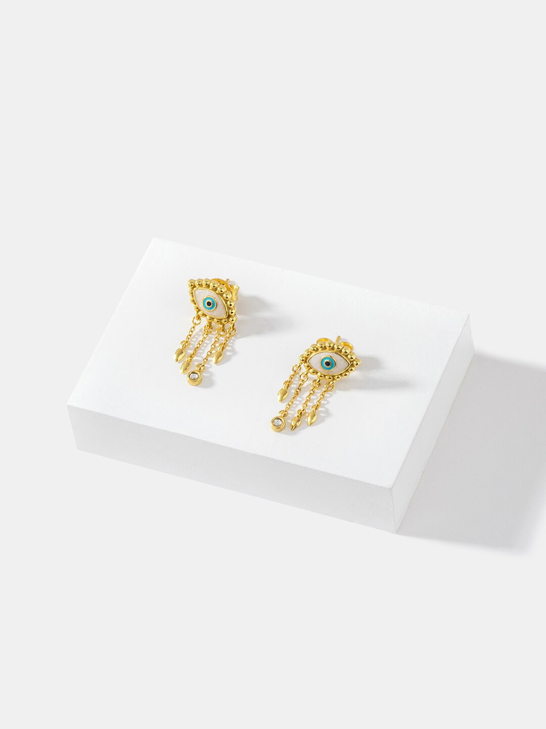 

SHAYA Gold-Plated Stone-Studded Contemporary Drop Earrings