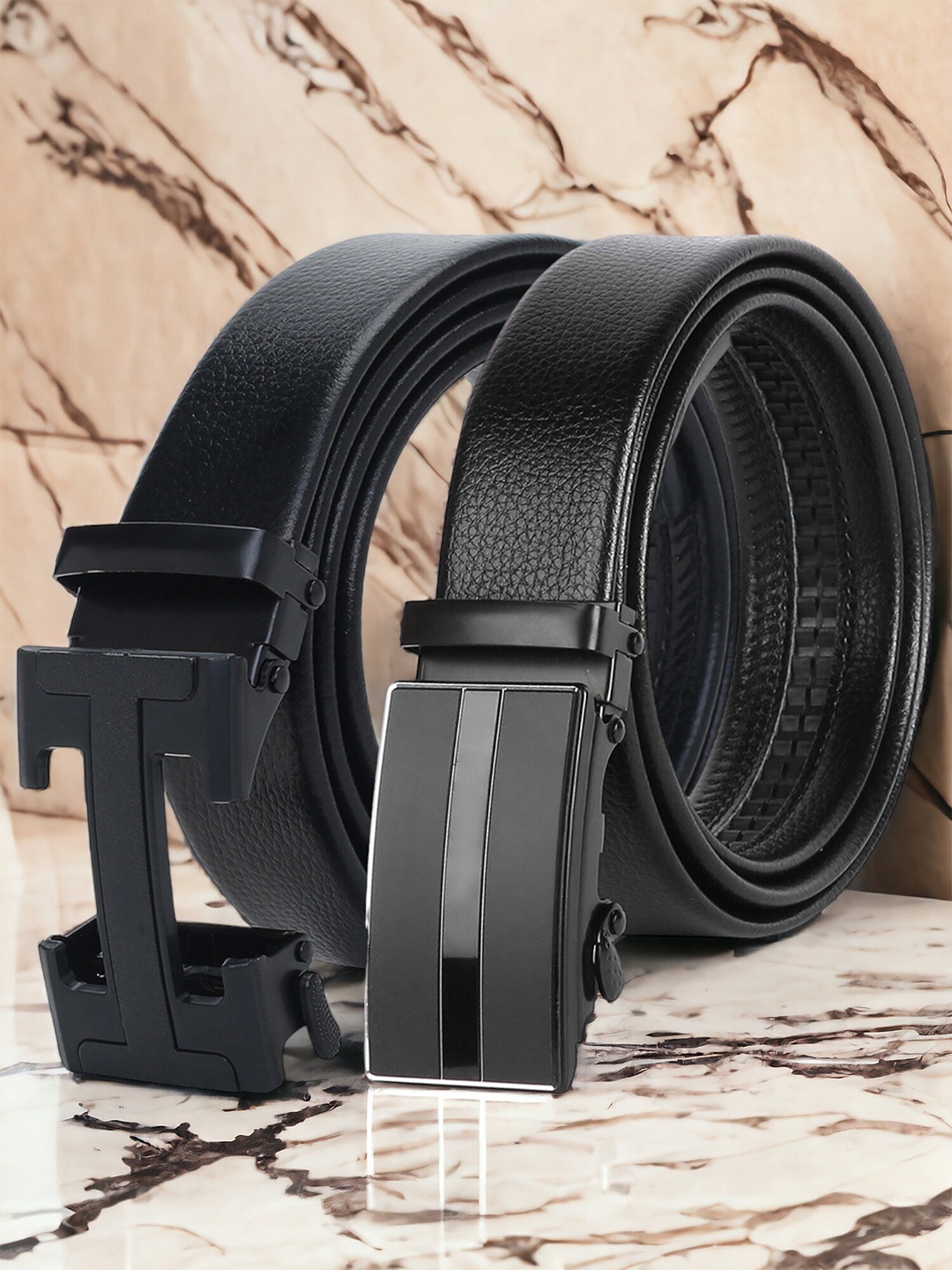 

CRUSSET Set Of 2 Formal PU Belt, Black