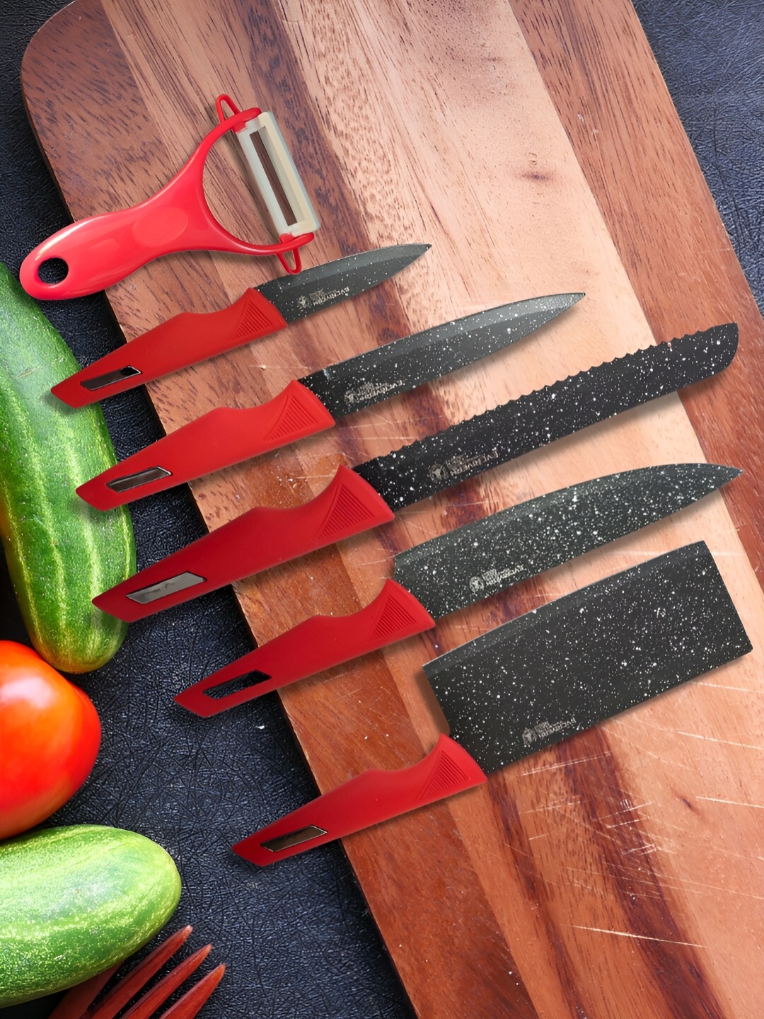 

YELONA Red & Black 6 Pieces Stainless Steel Knifes