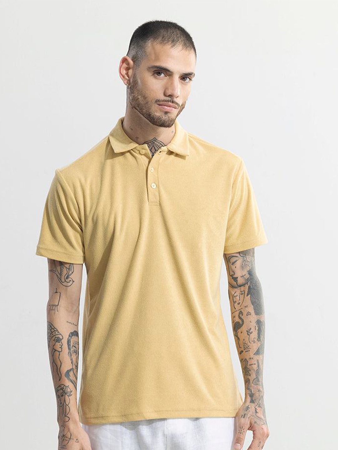 

Snitch Yellow Polo Collar Slim Fit T-shirt
