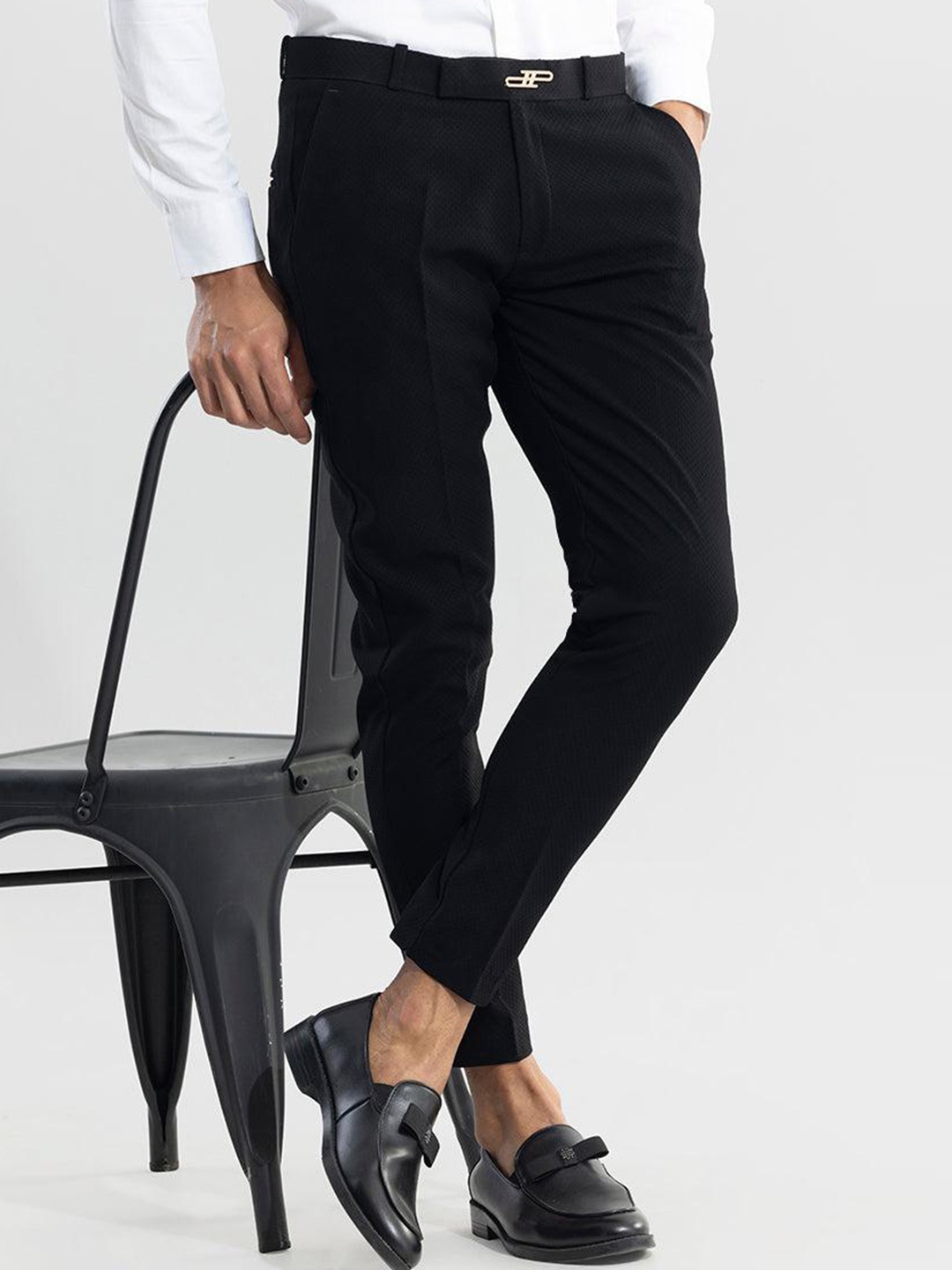 

Snitch Men Black Slim Fit Formal Trousers