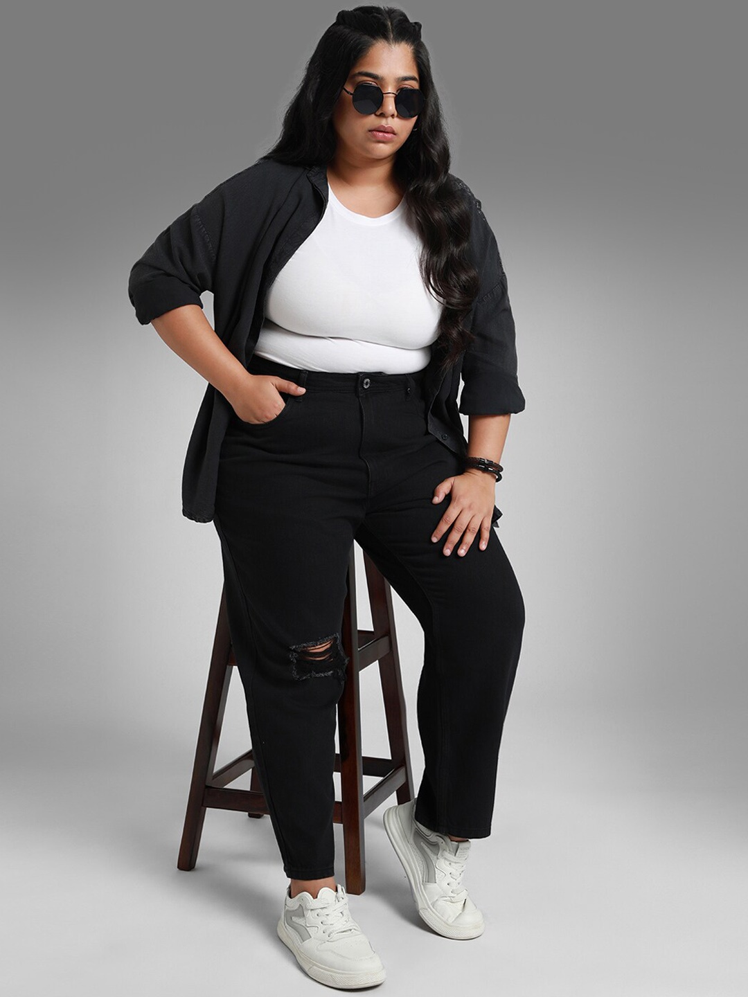 

Freeform by High Star Women Plus Size High-Rise Jeans, Black
