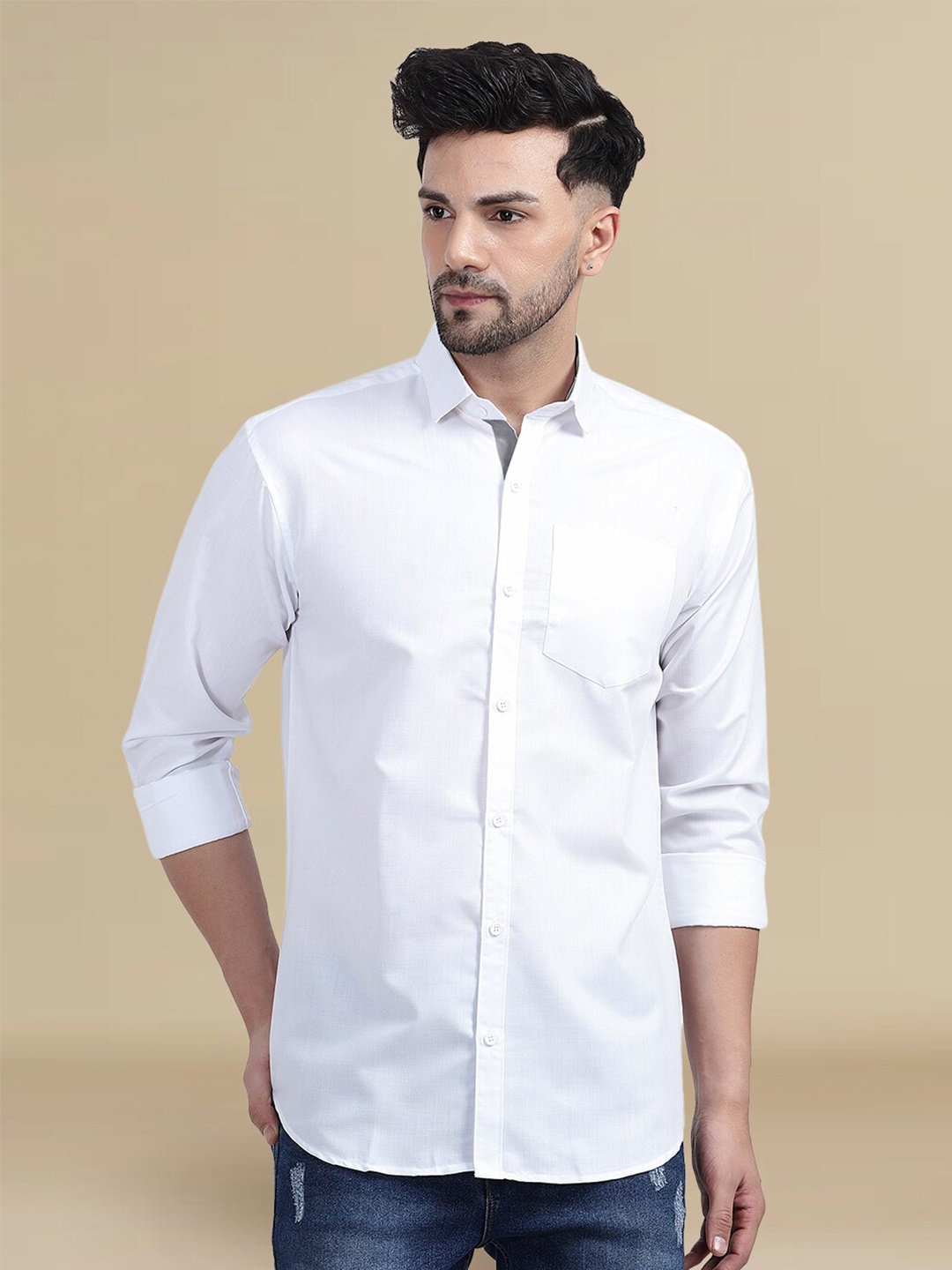 

tee projekt Standard Spread Collar Casual Shirt, White
