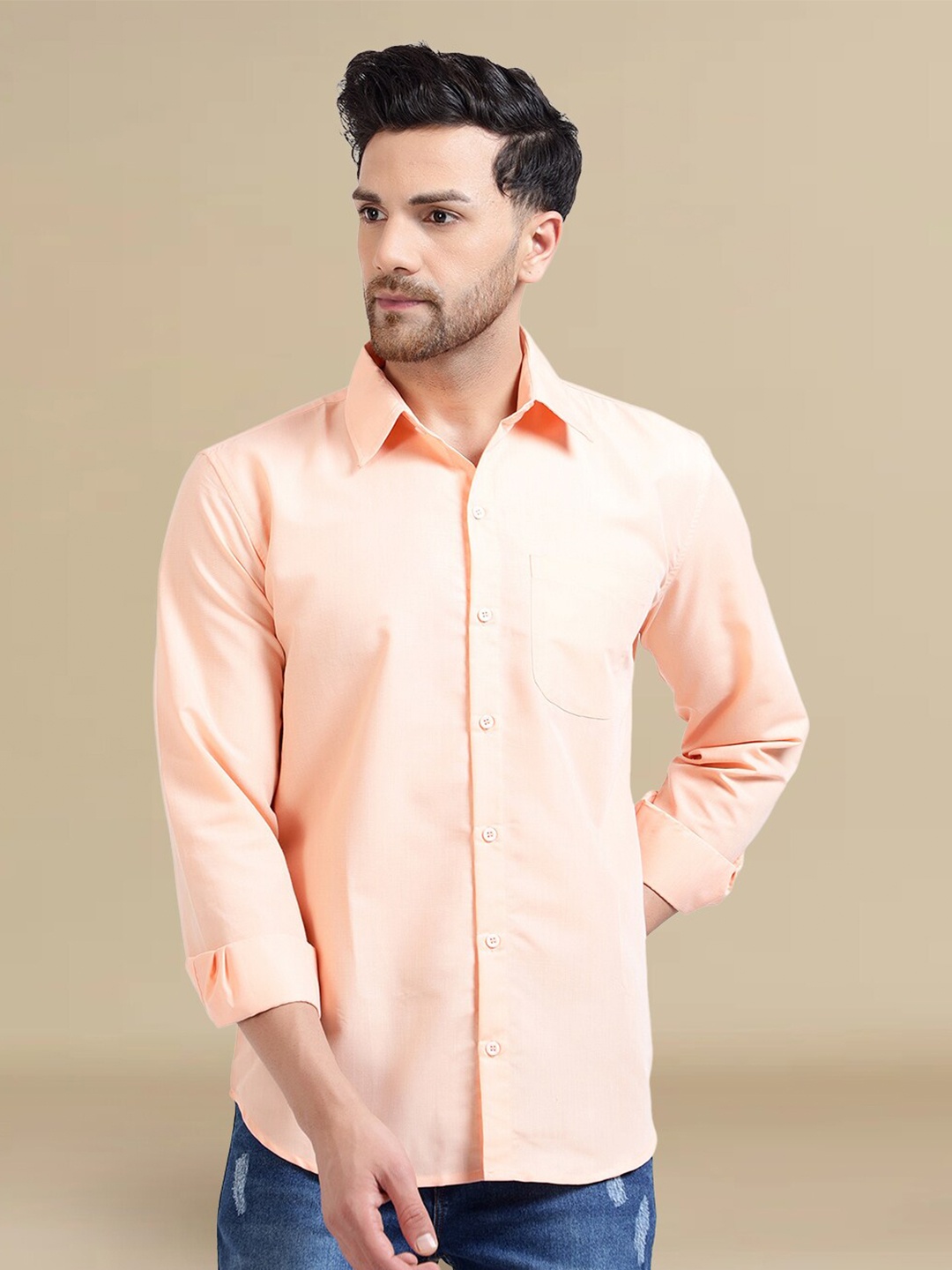 

tee projekt Standard Spread Collar Casual Shirt, Cream