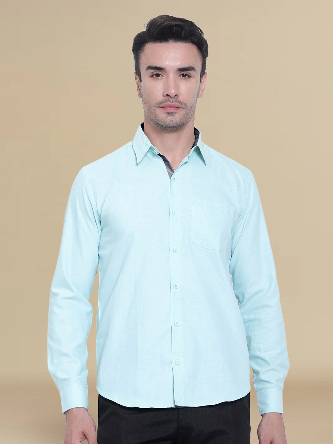 

Tee Projekt Standard Spread Collar Casual Shirt, Turquoise blue