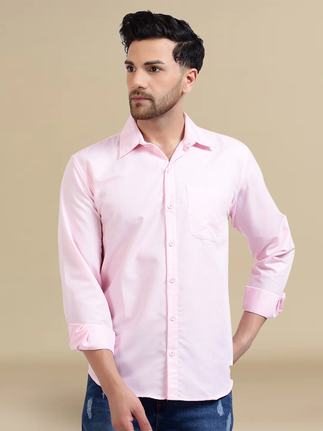 

tee projekt Standard Spread Collar Casual Shirt, Pink