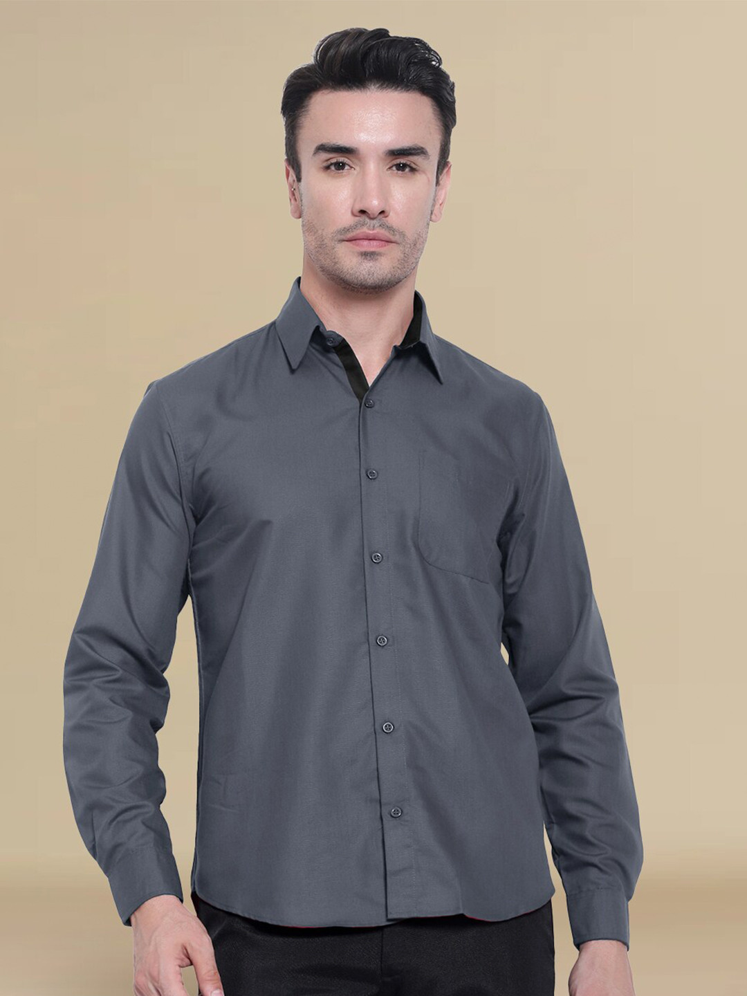 

tee projekt Standard Spread Collar Casual Shirt, Grey
