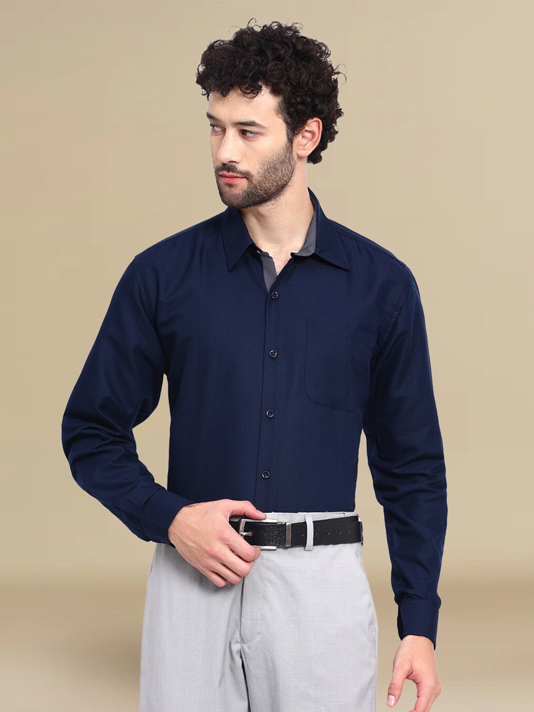 

tee projekt Standard Spread Collar Formal Shirt, Navy blue