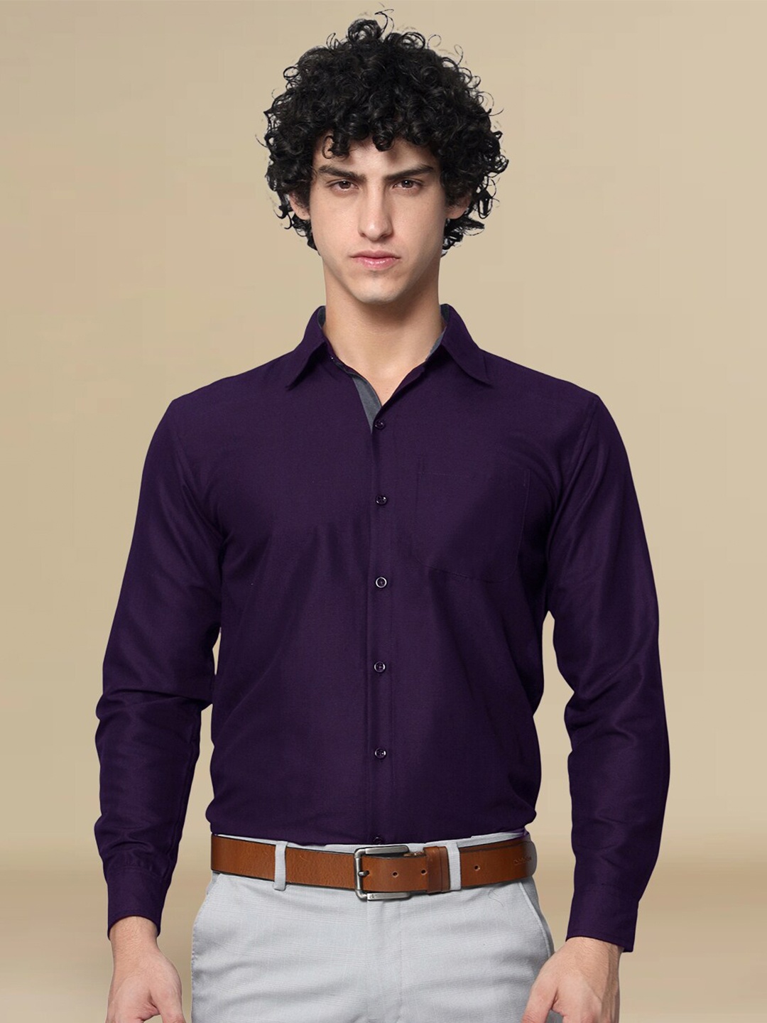 

tee projekt Standard Spread Collar Formal Shirt, Purple
