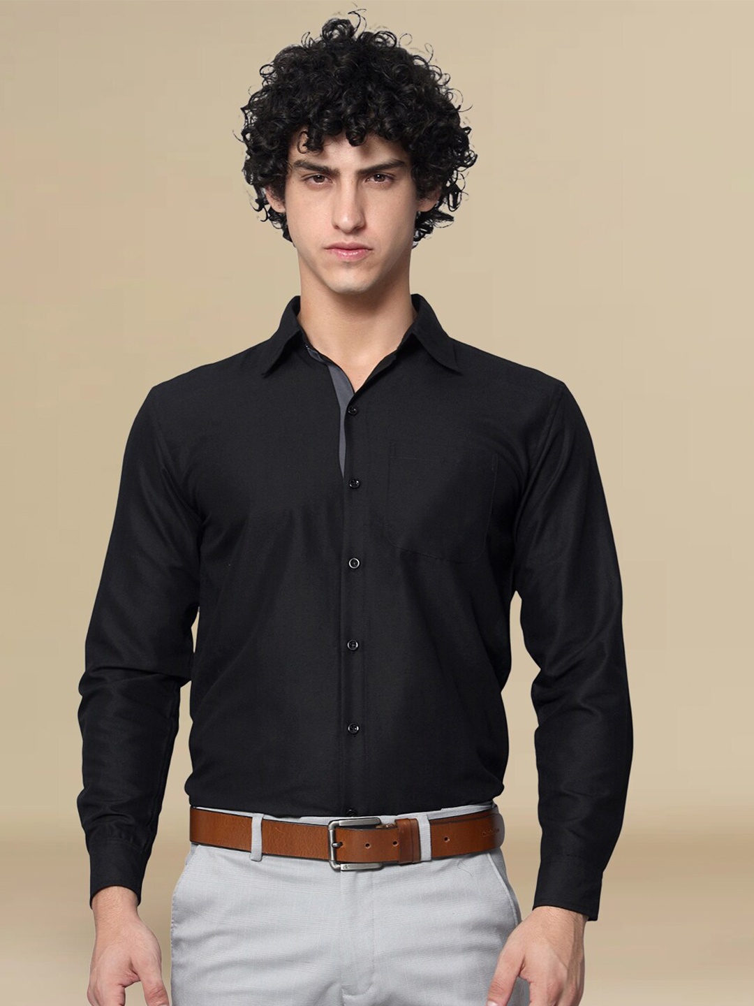 

tee projekt Standard Spread Collar Formal Shirt, Black