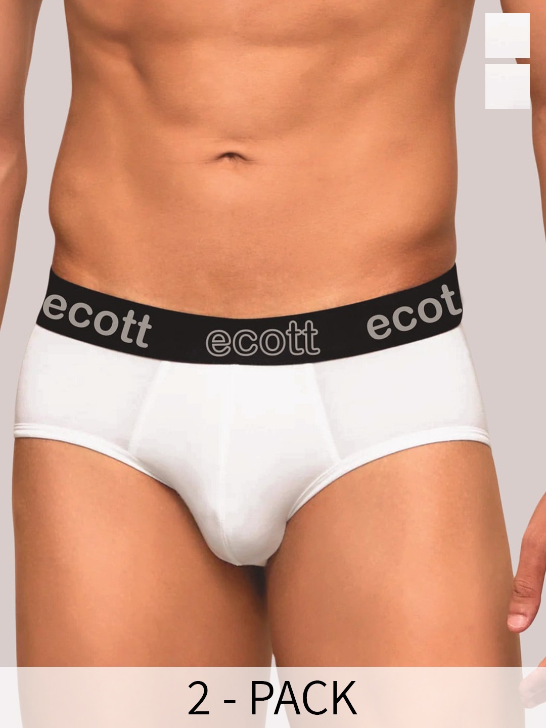 

ecott Pack Of 2 Premium Cotton Basic Briefs ECT#UFBRIEF_2WW_S, White