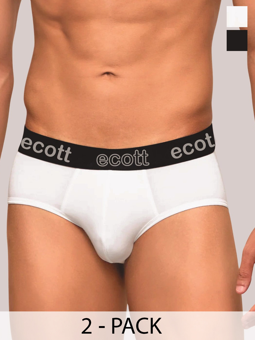 

ecott Pack Of 2 Premium Cotton Basic Briefs ECT#UFBRIEF_2BW_S, White