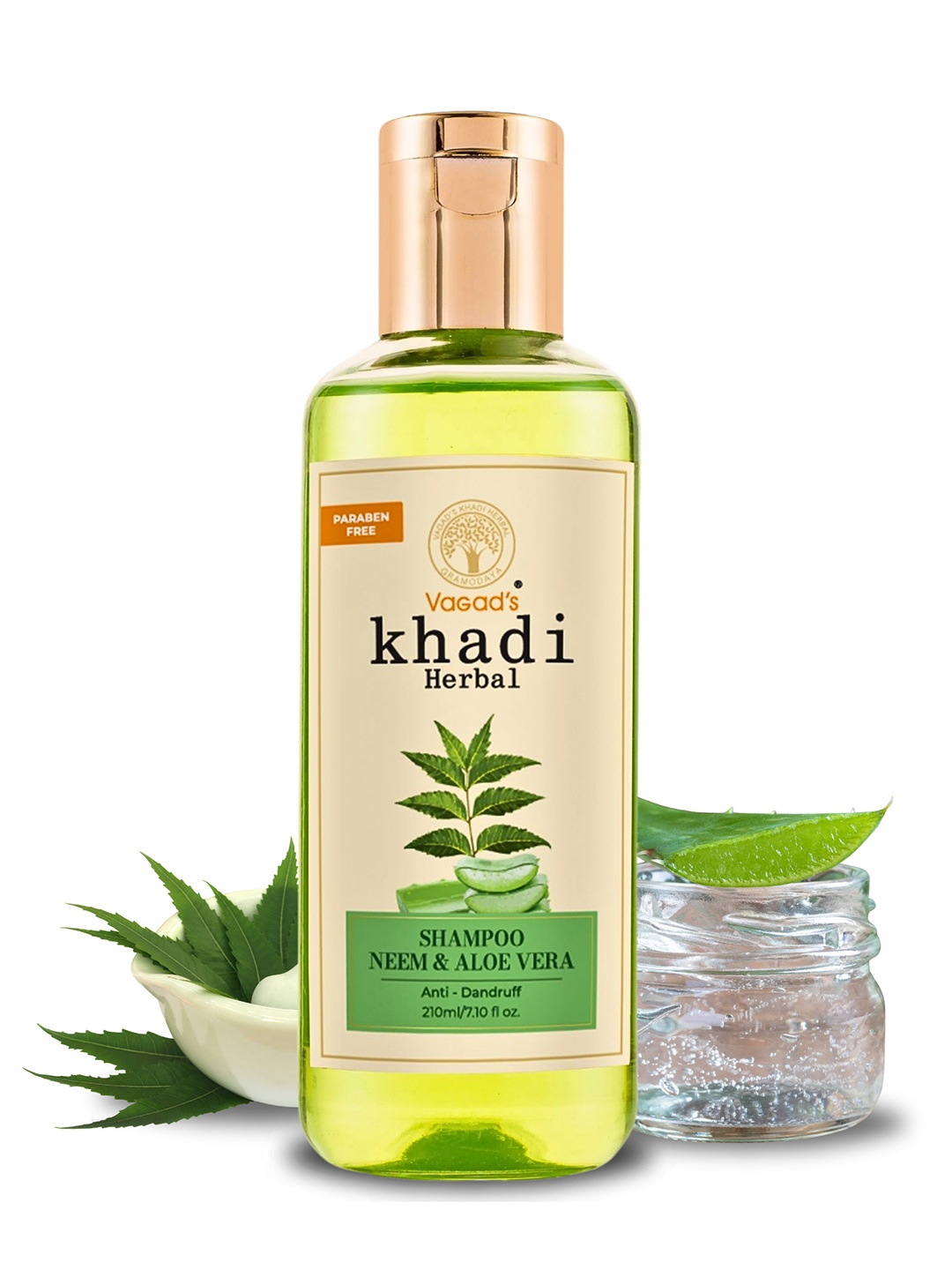 

Vagads Khadi Herbal Anti-Dandruff Neem & Aloe Vera Shampoo - 210 ml, Beige