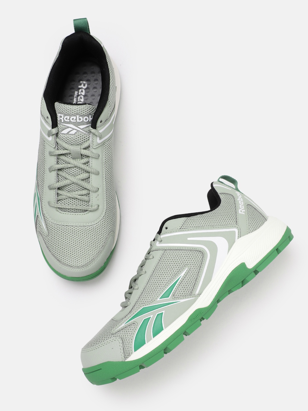 

Reebok Men Woven Design Power Play Running Shoes, Green