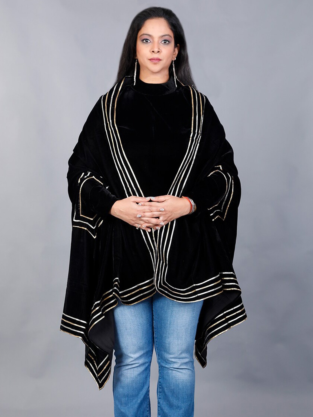 

FABNEST Round Neck Kaftan Tunic, Black